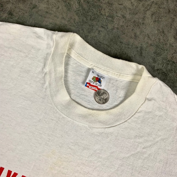 Vintage University od Kansas Shirt Size L/XL 90s White Jayhawks Fruit of the Loo - Picture 4 of 5